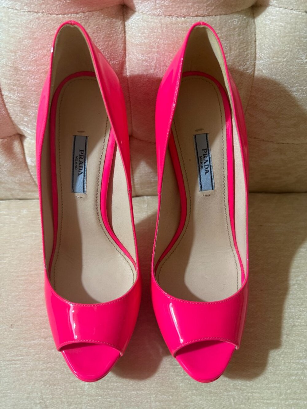 Prada Brand New Patent Peep Toe Pump